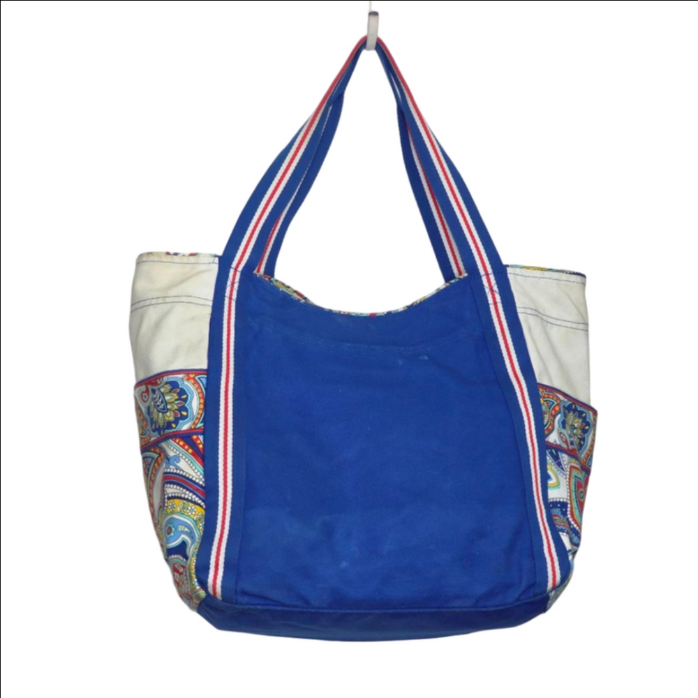 Vera Bradley Marina Paisley Large Canvas Tote Bag Blue Multicolor